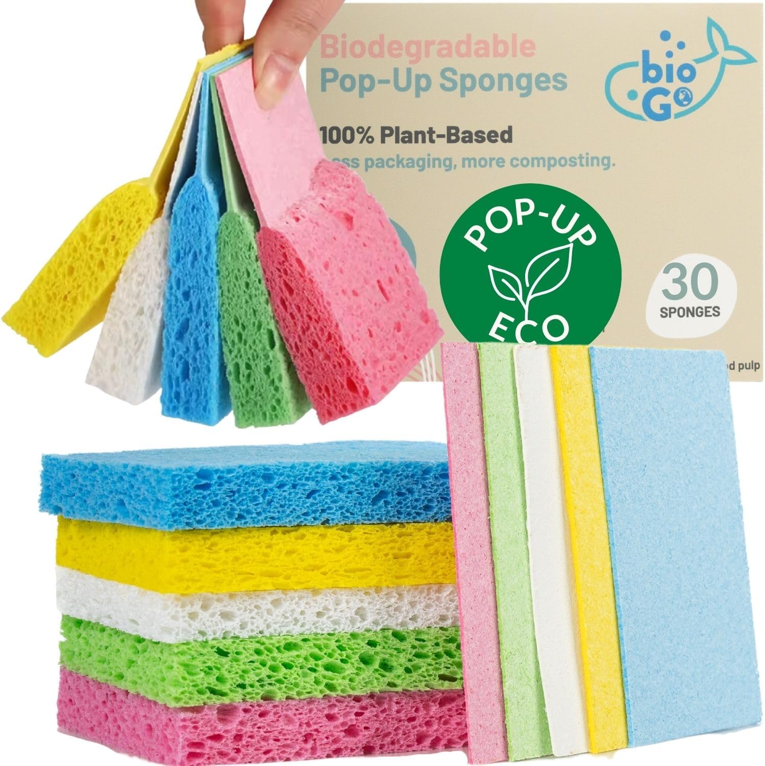 bioGo 30 Pack Compostable Pop-Up Sponges
